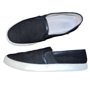 Vince Black Mesh & Leather Slip-ons Shoes